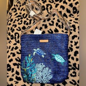 NWT limited edition Vera Bradley embroidered sea life straw crossbody bag